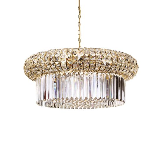 Ideal lux lampadario classico nabucco cristalli e dettagli oro 70cm