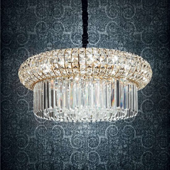 Ideal lux lampadario classico nabucco cristalli e dettagli oro 70cm
