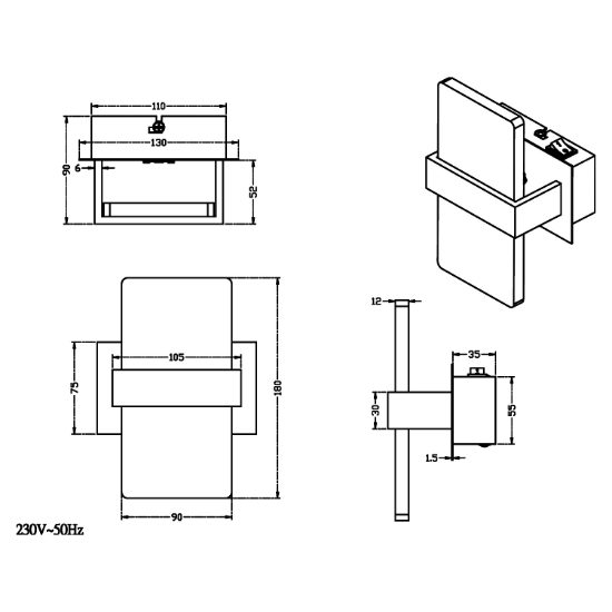 Applique da parete led 3000k moderna