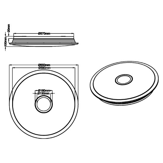 Plafoniera per camera da letto led 100w cct 3000k 5500k con telecomando