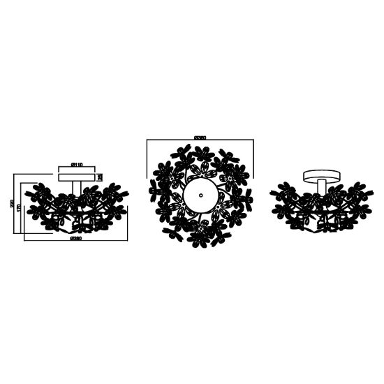 Plafoniera classica fiori multicolore 38cm