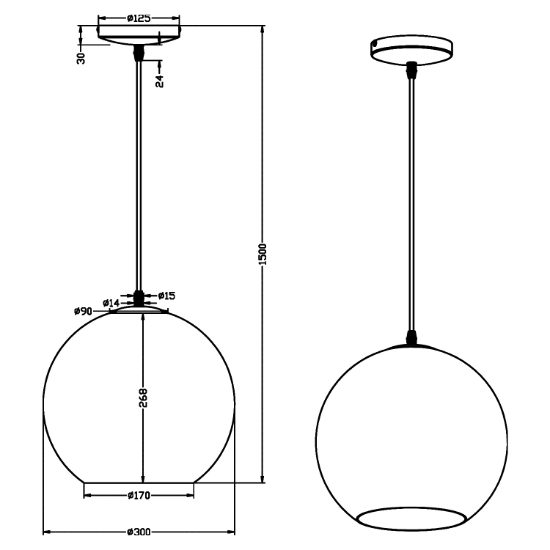 Lampada a sospensione per ingresso sfera bianca vetro