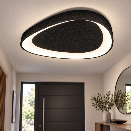 Plafoniera moderna plettro nero led 36w cct 3000k 4000k