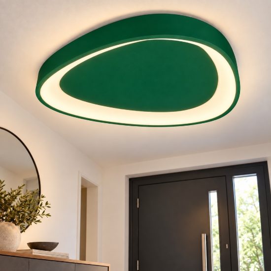 Plafoniera moderna plettro verde bosco led 36w cct 3000k 4000k 50cm