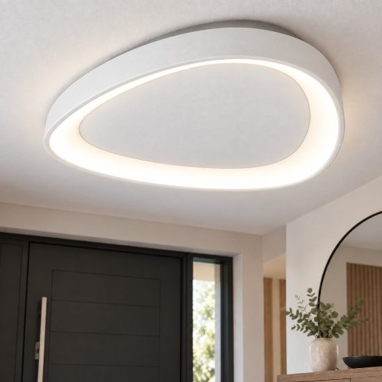 Plafoniera led 36w cct 3000k 4000k moderna plettro bianca 50cm