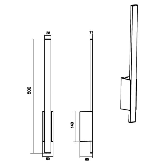 Applique esterno bacchetta antracite led 7,5w 3000k
