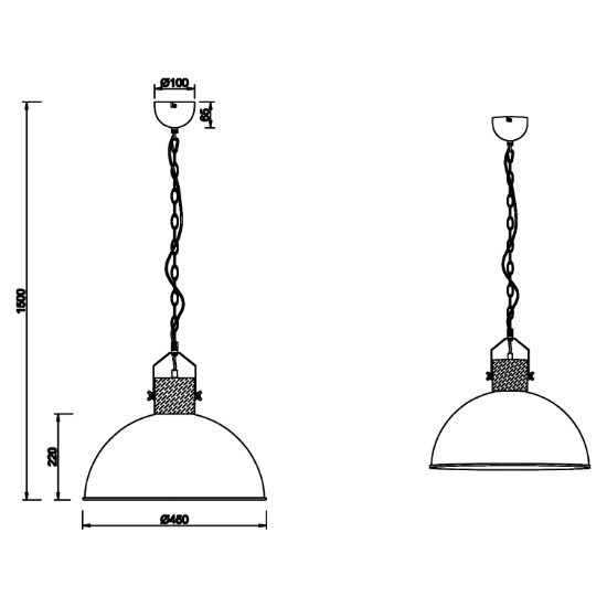 Lampadario da cucina cupola nickel industrial