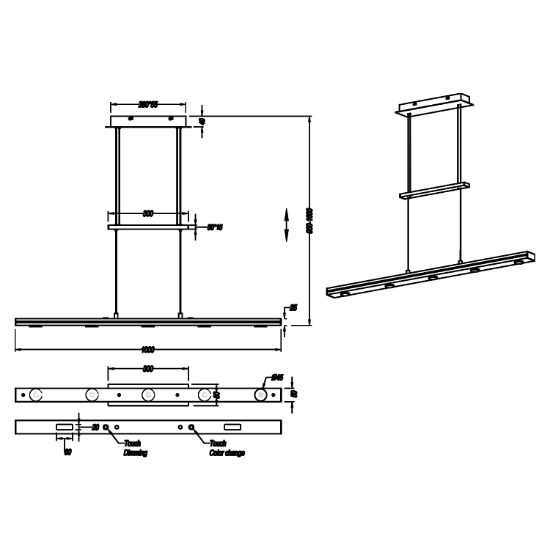 Lampadario moderno nero led 28w cct 3000k 5000k