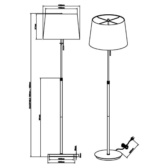 Lampada da terra ottone satinato paralume bianco
