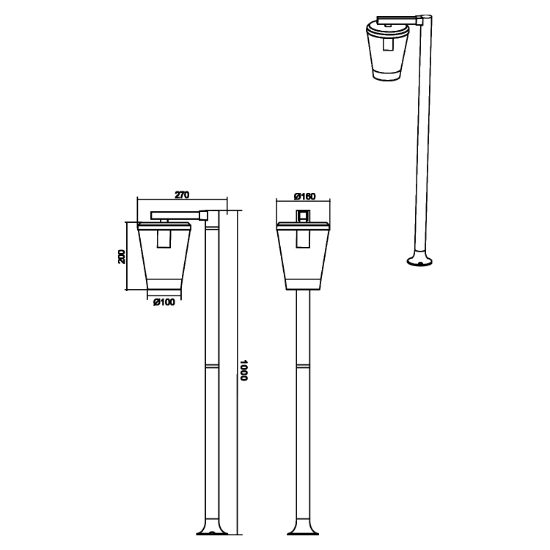 Lampione da giardino moderno lanterna antracite ip44