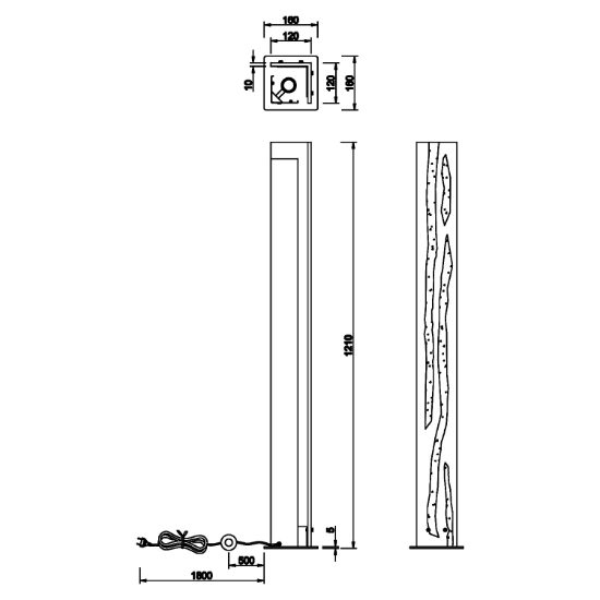 Lampada da terra moderna in legno per camera da letto h121 cm rettangolare