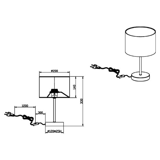 Lampada da tavolo per salotto nero opaco