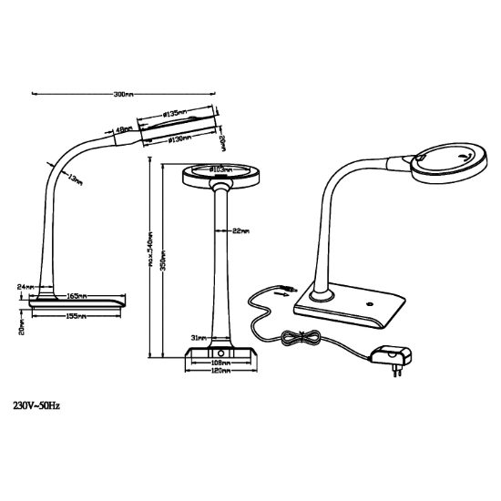 Lampada da scrivania per ufficio led 5w 3500k bianca
