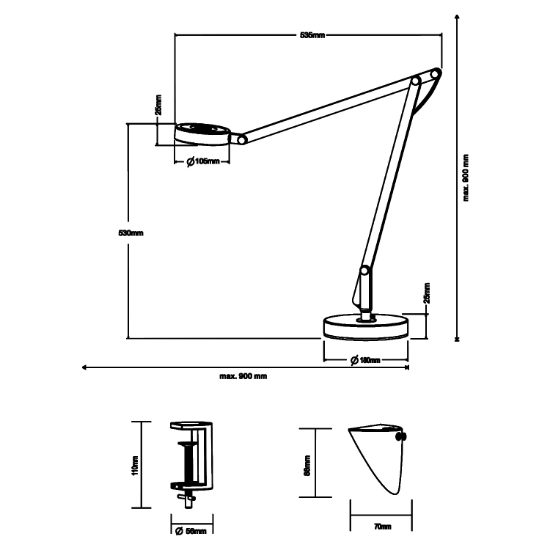 Lampada da scrivania moderna led 5w 3000k snodabile bianca