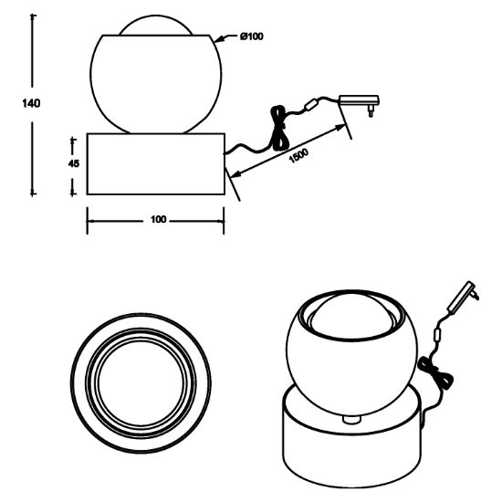 Lampada da tavolo per quadro orientabile sfera nichel nero led 5w cct 2300k 3000k 4000k