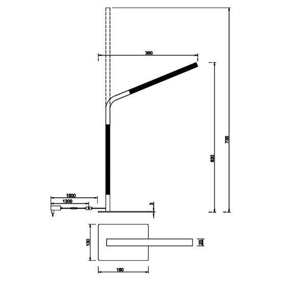 Lampada da scrivania di legno orientabile moderna nera led 7w 3000k