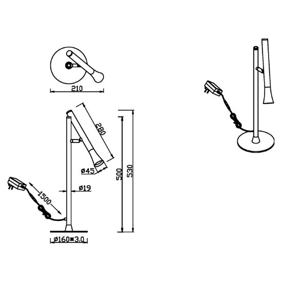 Lampada da tavolo design moderna led 3w cct da 2300k a 4000k dimmerabile