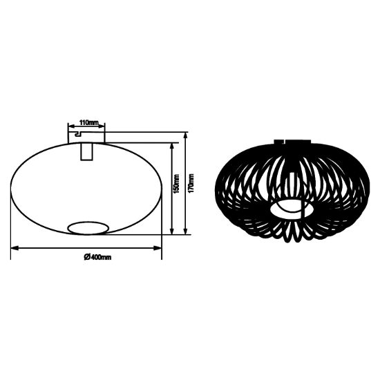 Plafoniera design moderno ellisse rame antico per salotto