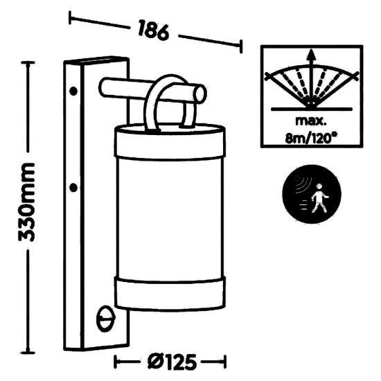 Applique da esterno per veranda ip44 con sensore di movimento