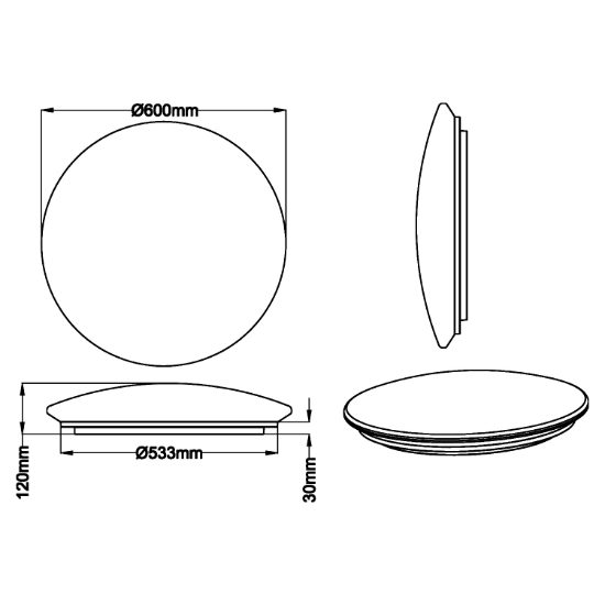 Plafoniera lunare moderna led 40w 3000k dimmerabile