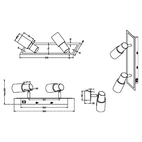 Applique da parete doppio spot orientabile cromo led 3000k