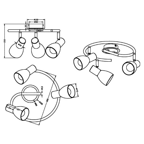 Plafoniera per camera da letto nichel 3 spot orientabili