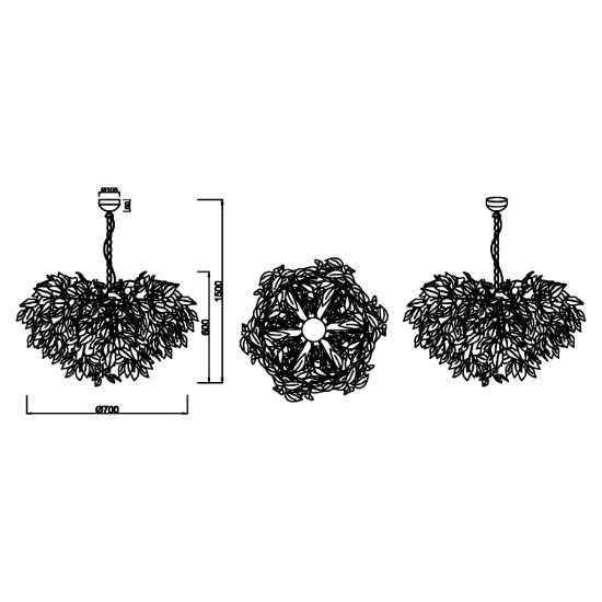 Lampadario design moderno per salotto foglie