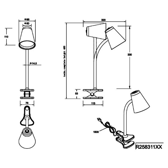 Lampada con pinza  da scrivania per cameretta orientabile verde led 4.5w 3000k