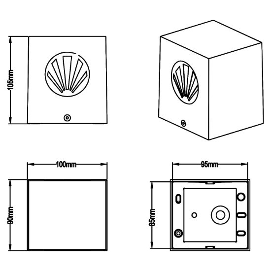 Applique da esterno cubo nero led 4w 3000k fasci di luce regolabili