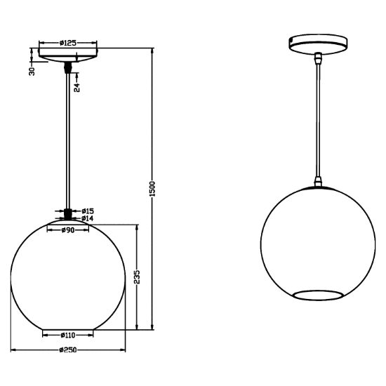 Lampadario moderno sferico in vetro