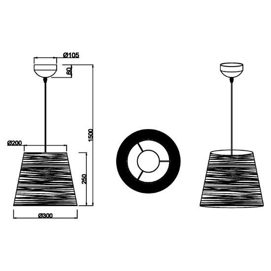 Lampadario per cucina moderna 30 cm in materiale naturale