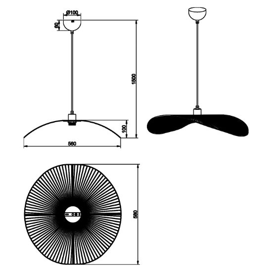 Lampadario da cucina a cerchio ondulato marrone in corda per tavolo 58 cm