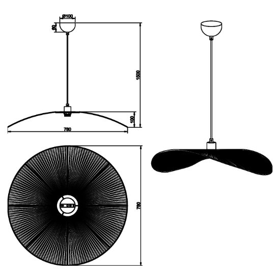 Lampadario da cucina a cerchio ondulato marrone per tavolo