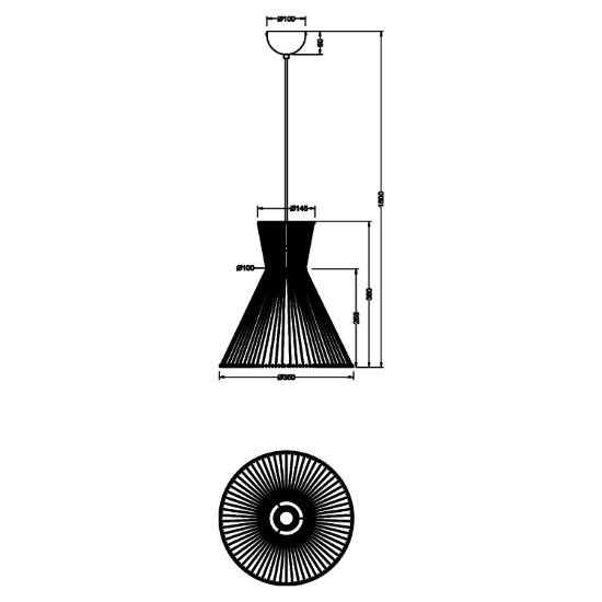 Lampadario a cono per cucina marrone in corda 35 cm