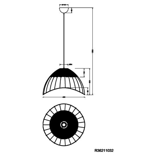 Lampadario per cucina moderna a cupola 48 cm in rattan