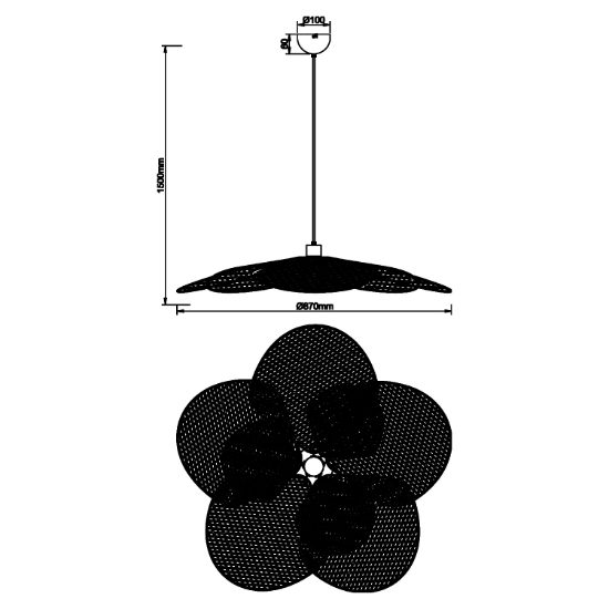 Lampadario a fiore per tavolo da cucina nero