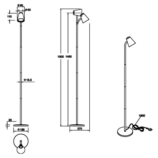 Lampada da terra moderna bianca led 4.5w 3000k