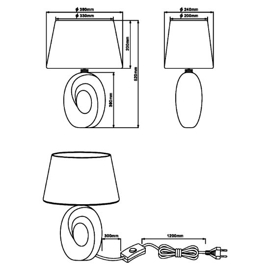 Lampada da tavolo in ceramica oro lucido paralume nero