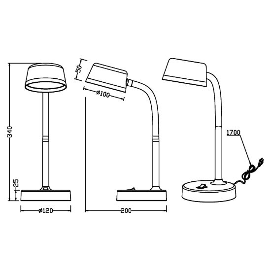 Lampada da scrivania per ufficio led 4,5w 3000k orientabile