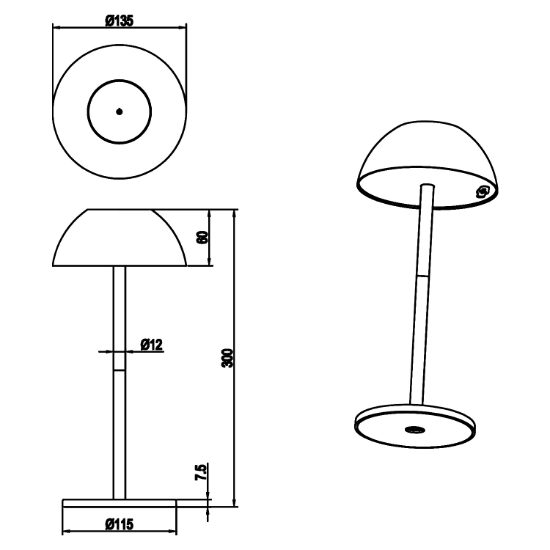 Lampada per tavolo da esterno senza fili sabbia moderna ricaricabile led 1,7w 3000k