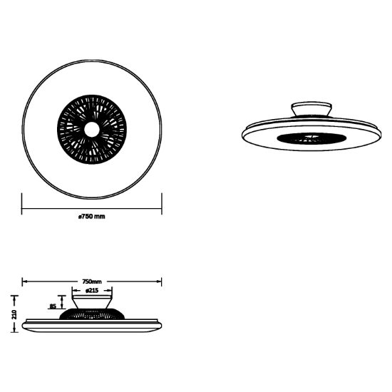 Plafoniera con ventilatore da soffitto bianco luce telecomando led 60w cct 3000k-6500k 28 mq