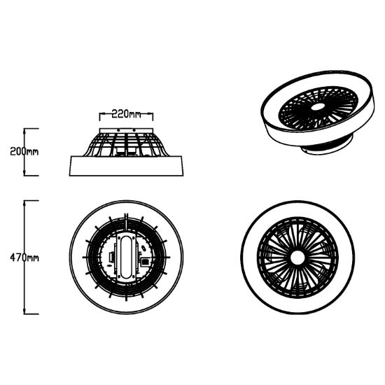 Ventilatore da soffitto di design a plafoniera grigio moderno led 30w cct 2700k-6500k fino a 13 mq