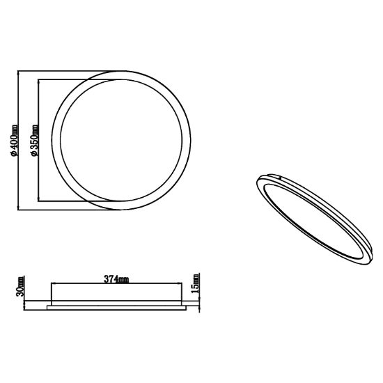 Plafoniera da bagno led 24w 3000k rotonda bianca dimmerabile ip44