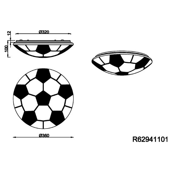 Plafoniera pallone di calcio led 12w 3000k per cameretta