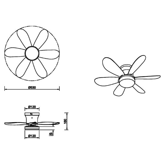 Ventilatore lund bianco da soffitto con luce telecomando led 8w cct 2700k-6500k fino a 13 mq