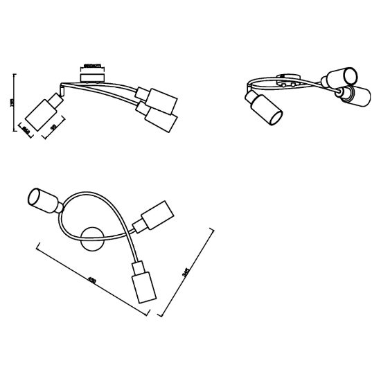Plafoniera con 3 faretti orientabili vetro bianco