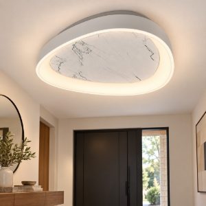 Plafoniera led 30w cct 3000k 4000k moderna plettro marmo bianco
