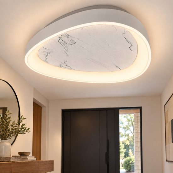 Plafoniera led 36w cct 3000k 4000k moderno plettro marmo bianco