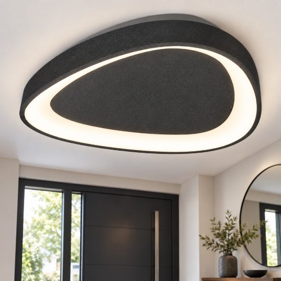 Plafoniera moderna plettro antracite led 48w cct 3000k 4000k 65cm