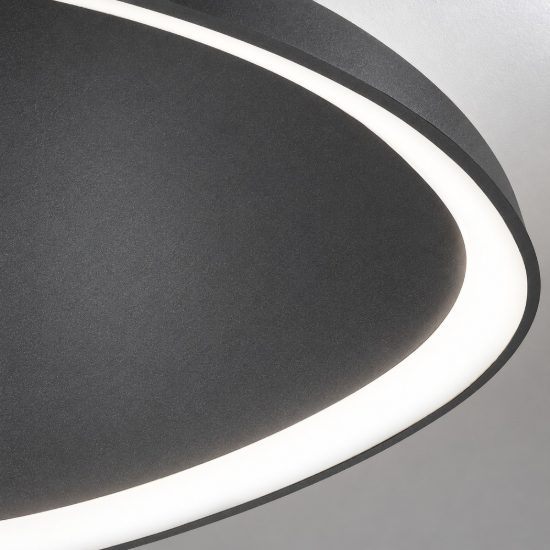 Plafoniera moderna plettro antracite led 48w cct 3000k 4000k 65cm
